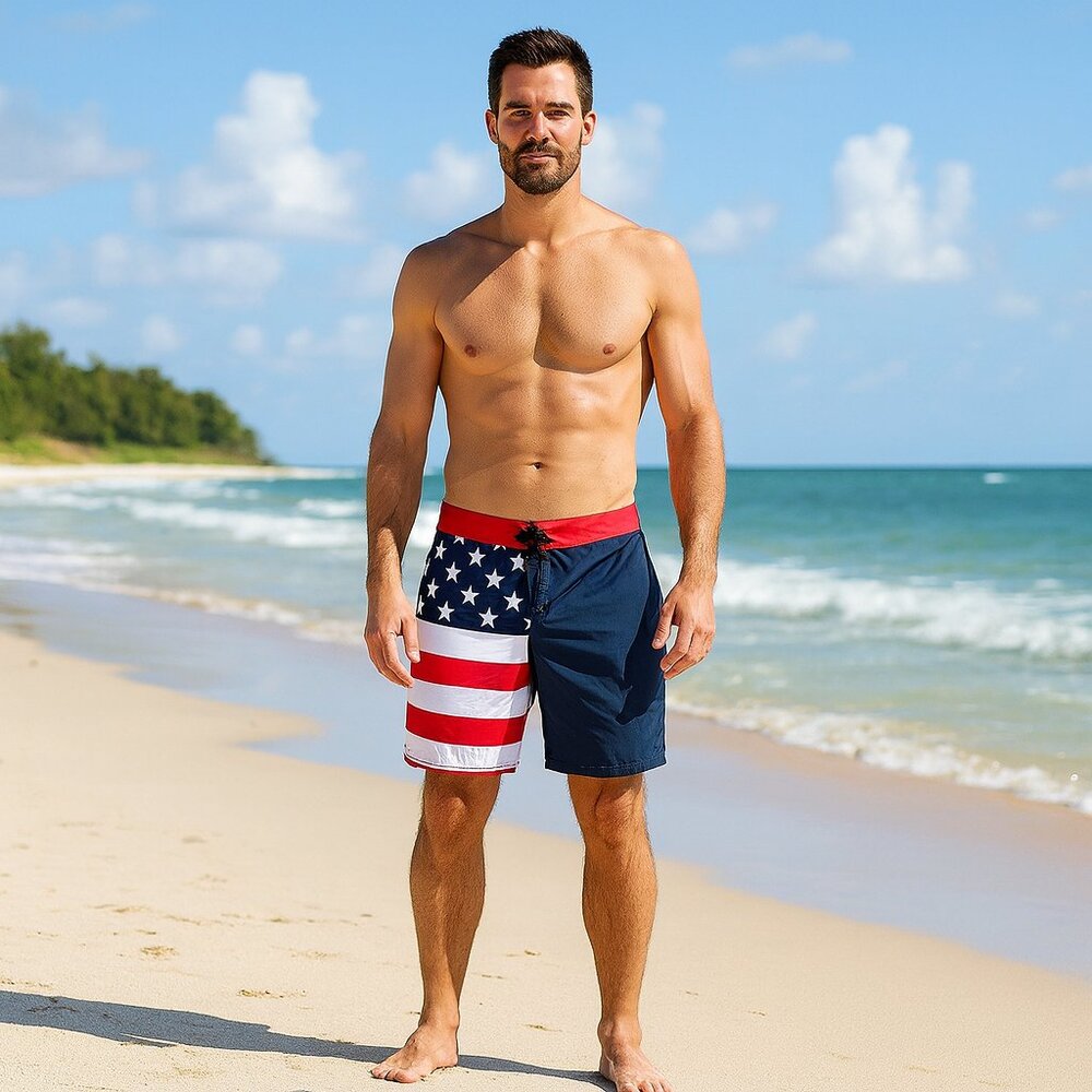 Old Navy American Flag Patriotic Board Swim Resorts Beach Graphic Shorts Men XXL